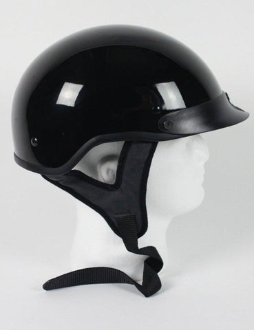 D.O.T Gloss Black Motorcycle Half Helmet - HolmansHelmets