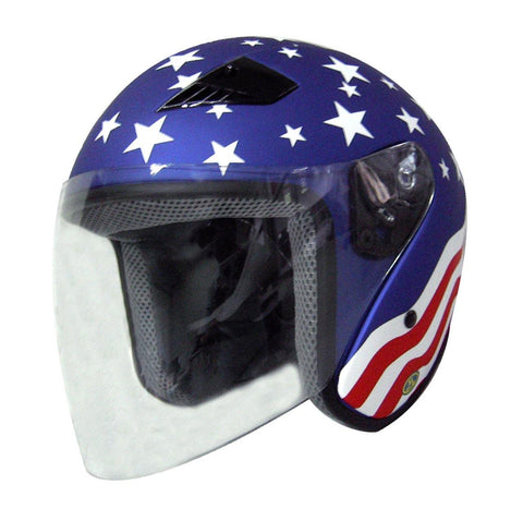 America DOT Motorcycle Helmet Open Face with Flip Shield - HolmansHelmets